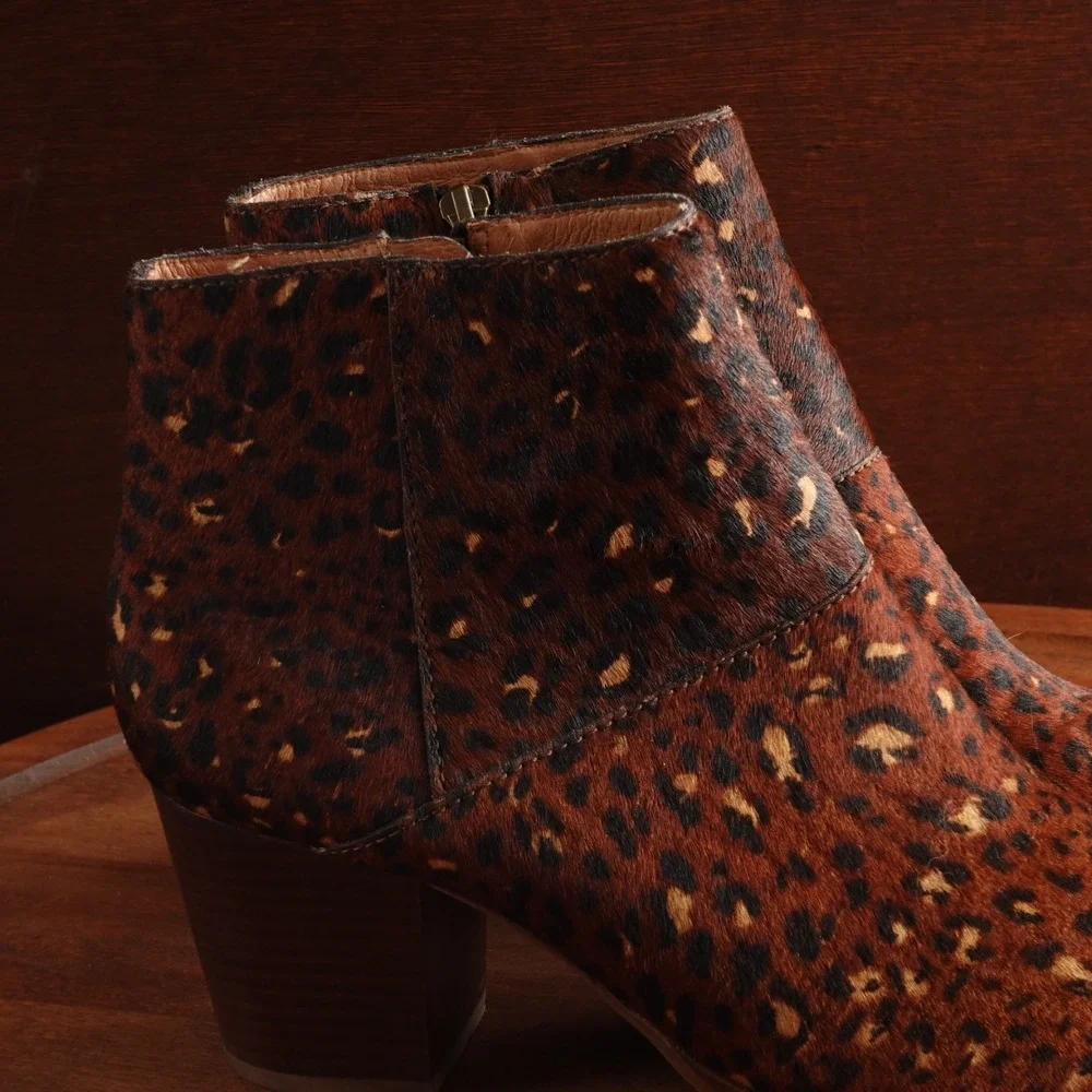 Madewell Boots WMS SZ 8.5 Brown Rosie Calf Hair Leopard Western Coastal Cowgirl